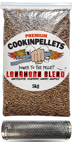 5kg Premium Texan LONGHORN Mesquite CookinPellets® Resealable Pack & Smoker Tube