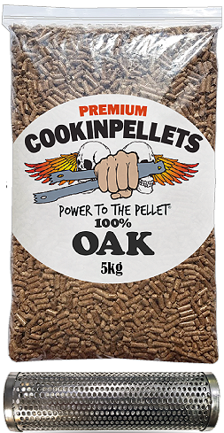 5Kg Premium 100% Oak CookinPellets®  Resealable Pack & Smoker Tube